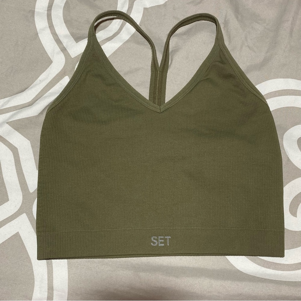 SET ACTIVE womens crop top in green size S